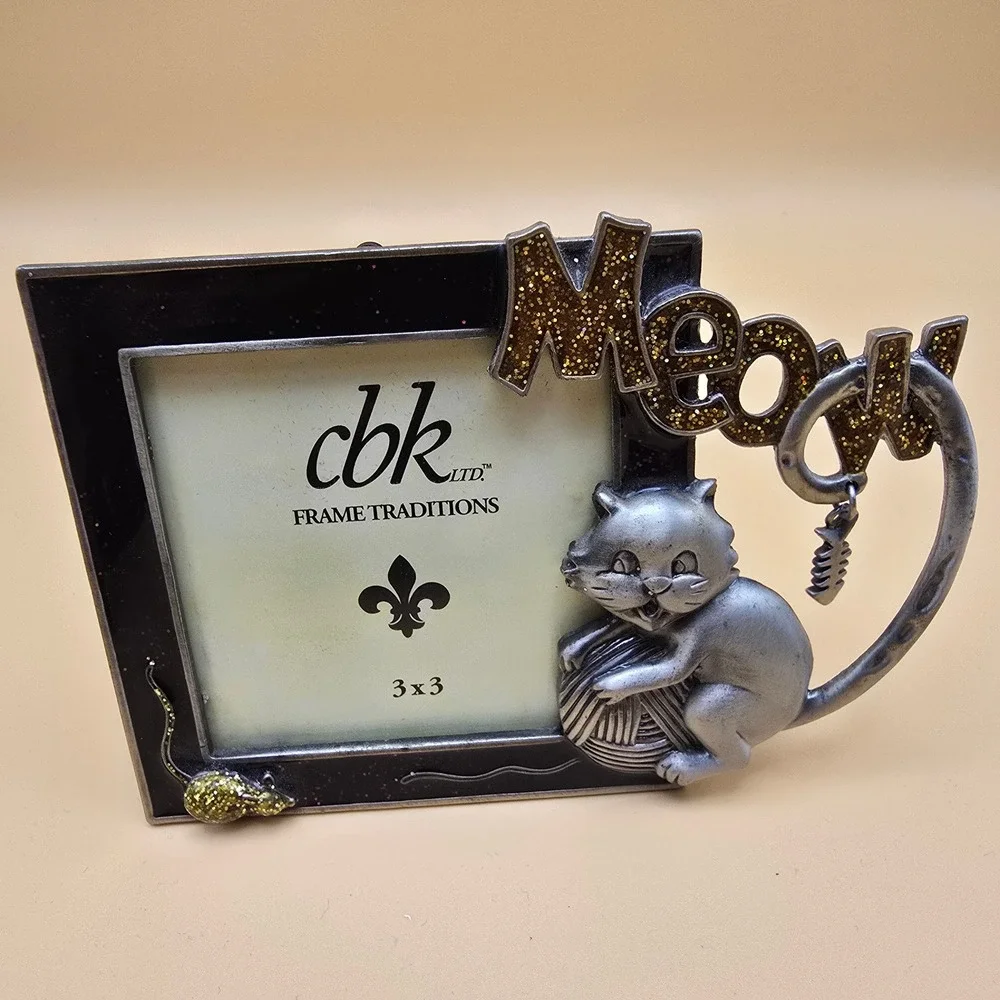 Cat Picture Frame Set CBK Meow Pewter Style & My Cat Scrapbook Theme 2 Piece Lot